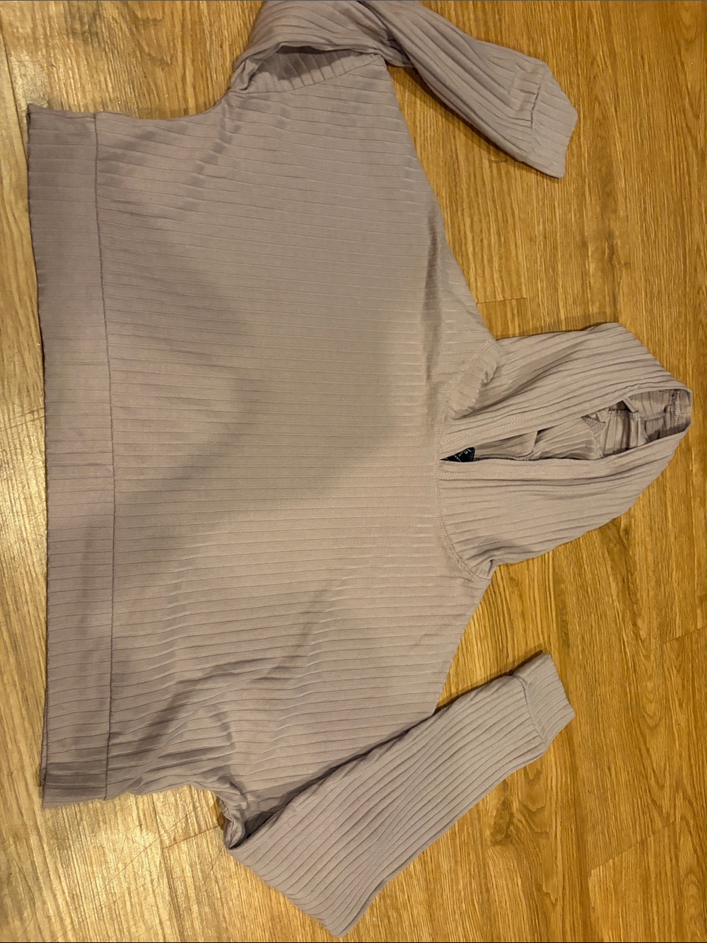 Forever 21 Ribbed Hooded Pullover in Dusty Mauve